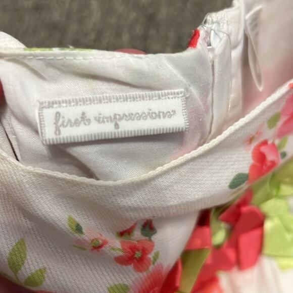 First Impressions Dress w/ Bloomer Bottoms - Pink Green Floral 6-9M - Picture 6 of 7